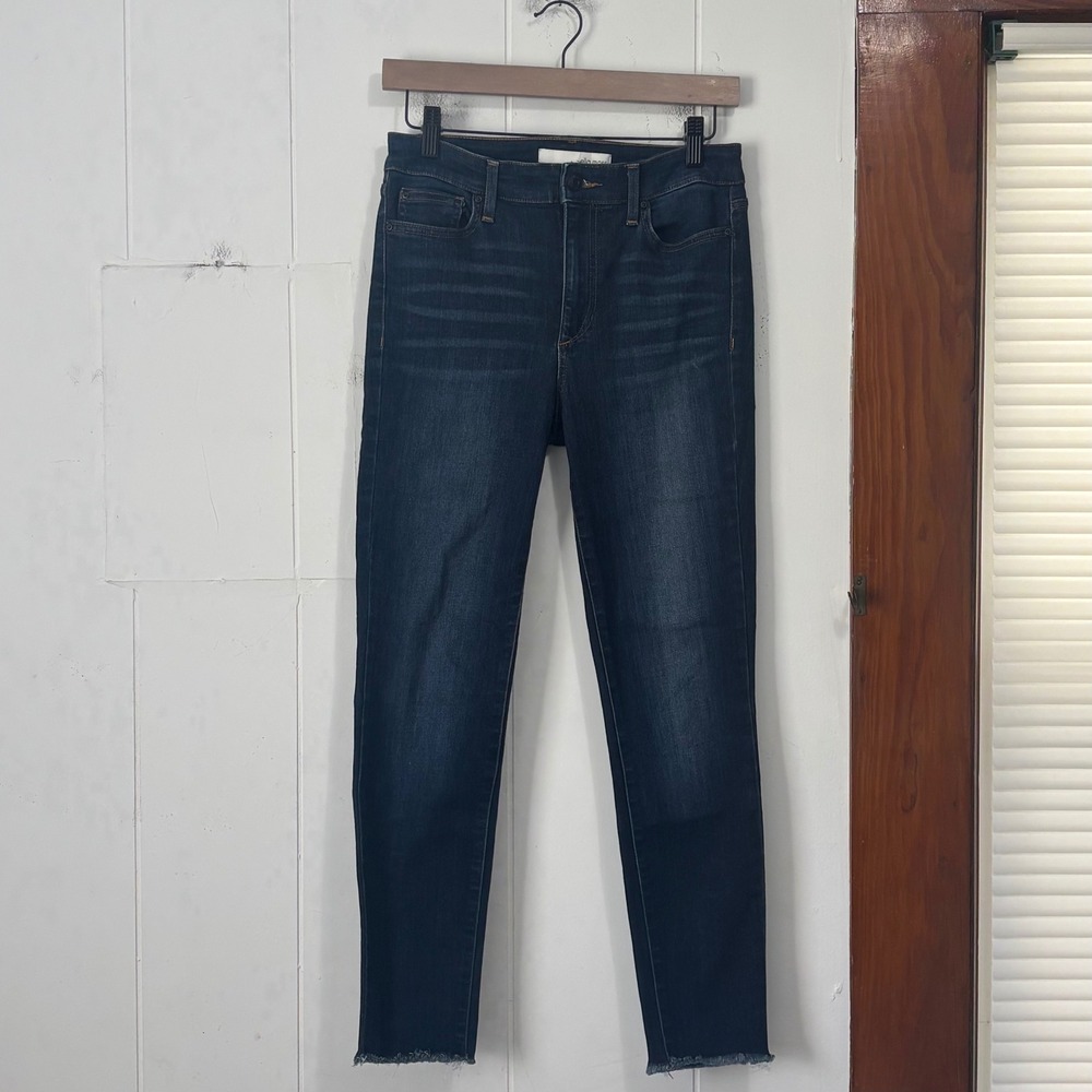 Ella Moss High Rise Skinny Ankle Jeans Dark Wash Raw Hem Size 28 Womens